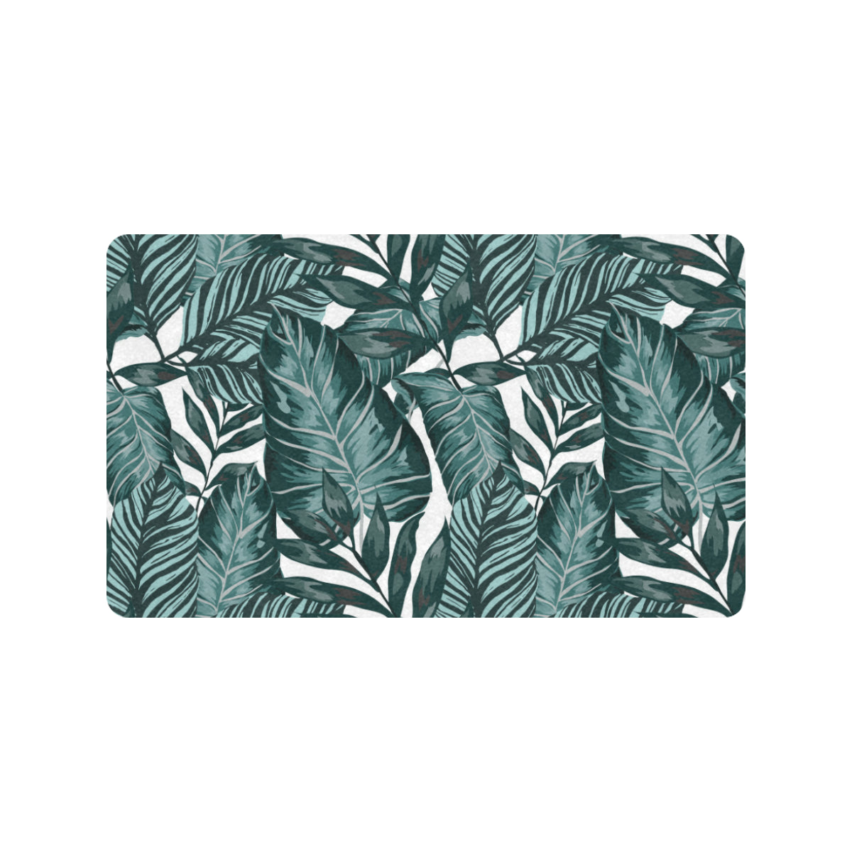 Tropical Palm Leaves Pattern Rubber Doormat