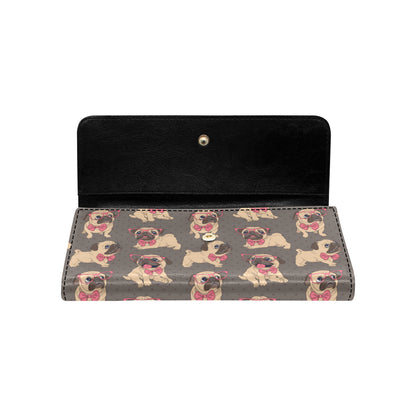 Pug Pattern Print Design A05 Women's Trifold Wallet