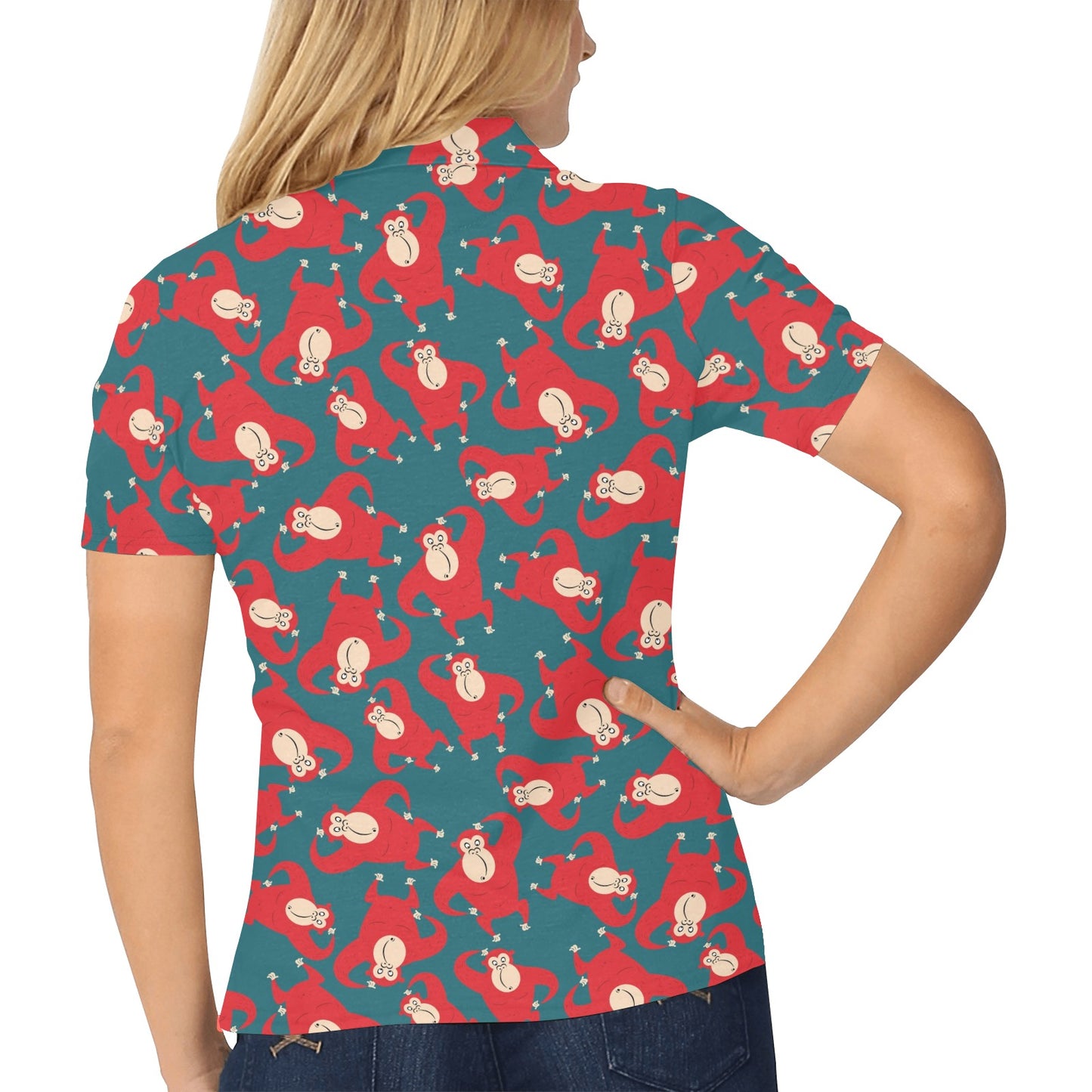 Chimpanzee Pattern Print Design 04 Women's Polo Shirt
