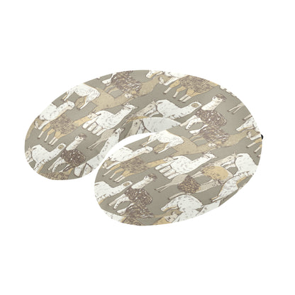 Alpaca Pattern Print Design 01 U-Shaped Travel Neck Pillow