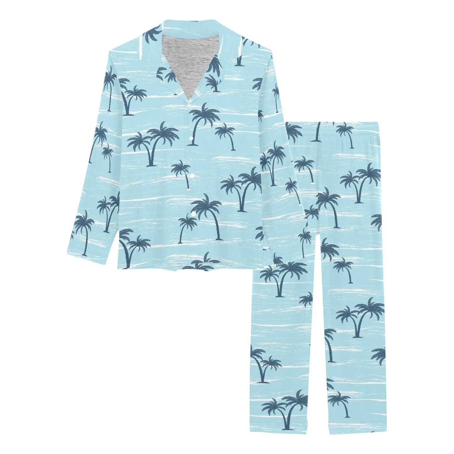 Palm Tree Pattern Print Design PT04 Women's Long Pajama Set