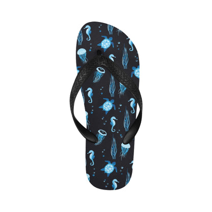 Sea Turtle Jelly Fish Sea Horse Print Design LKS3014 Flip Flops