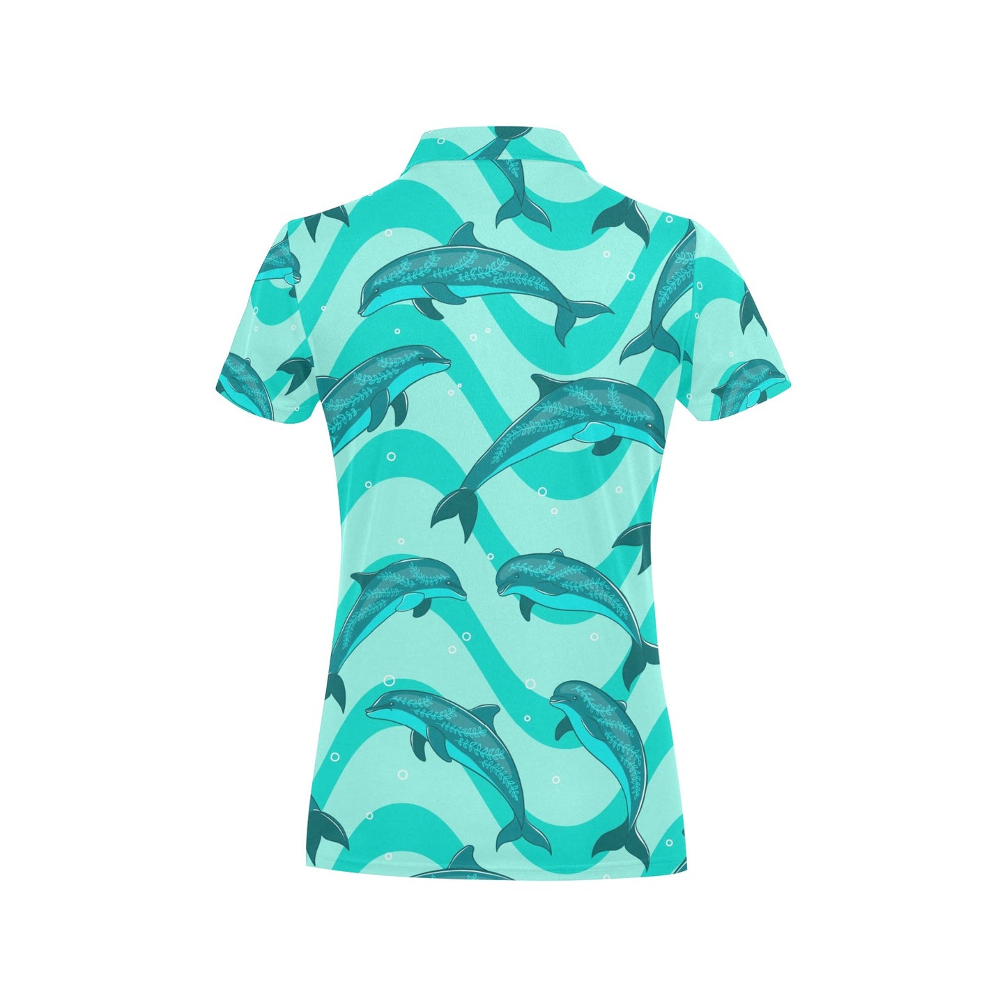 Dolphin Wave Print Women's Polo Shirt