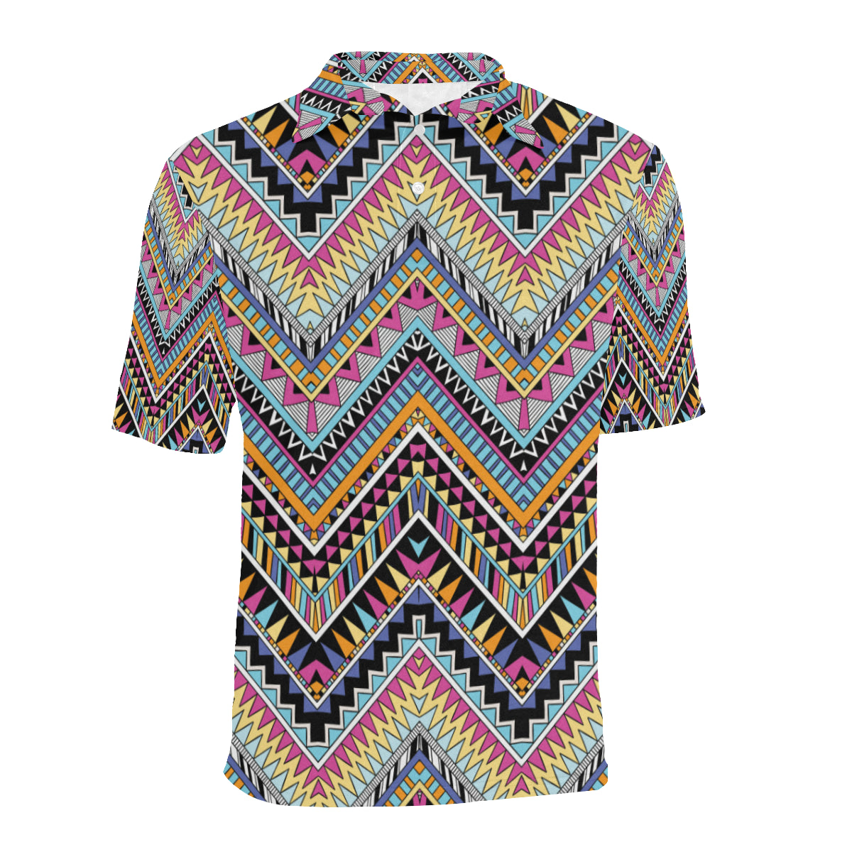 Multicolor zigzag Tribal Aztec Men Polo Shirt