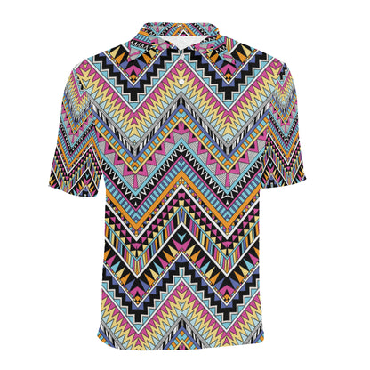 Multicolor zigzag Tribal Aztec Men Polo Shirt