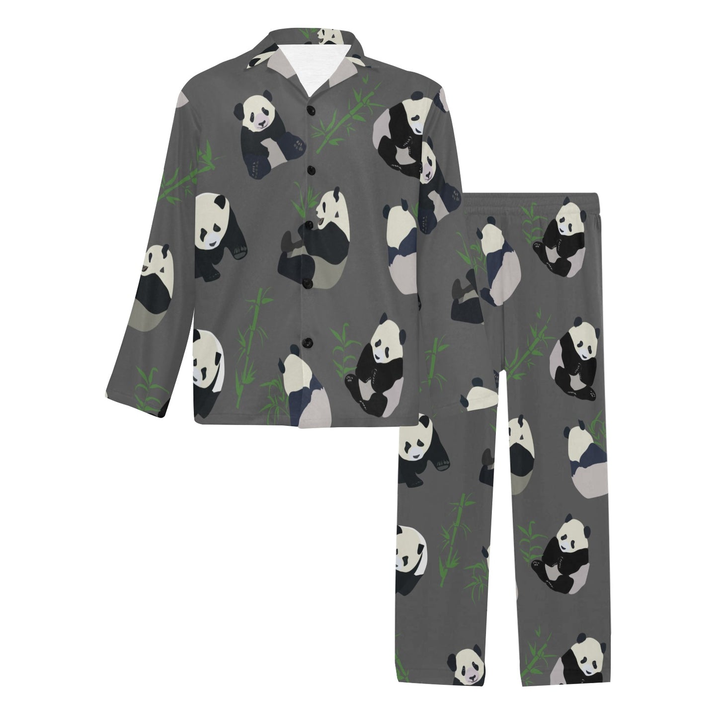 Panda Pattern Print Design A06 Men's Long Pajama Set