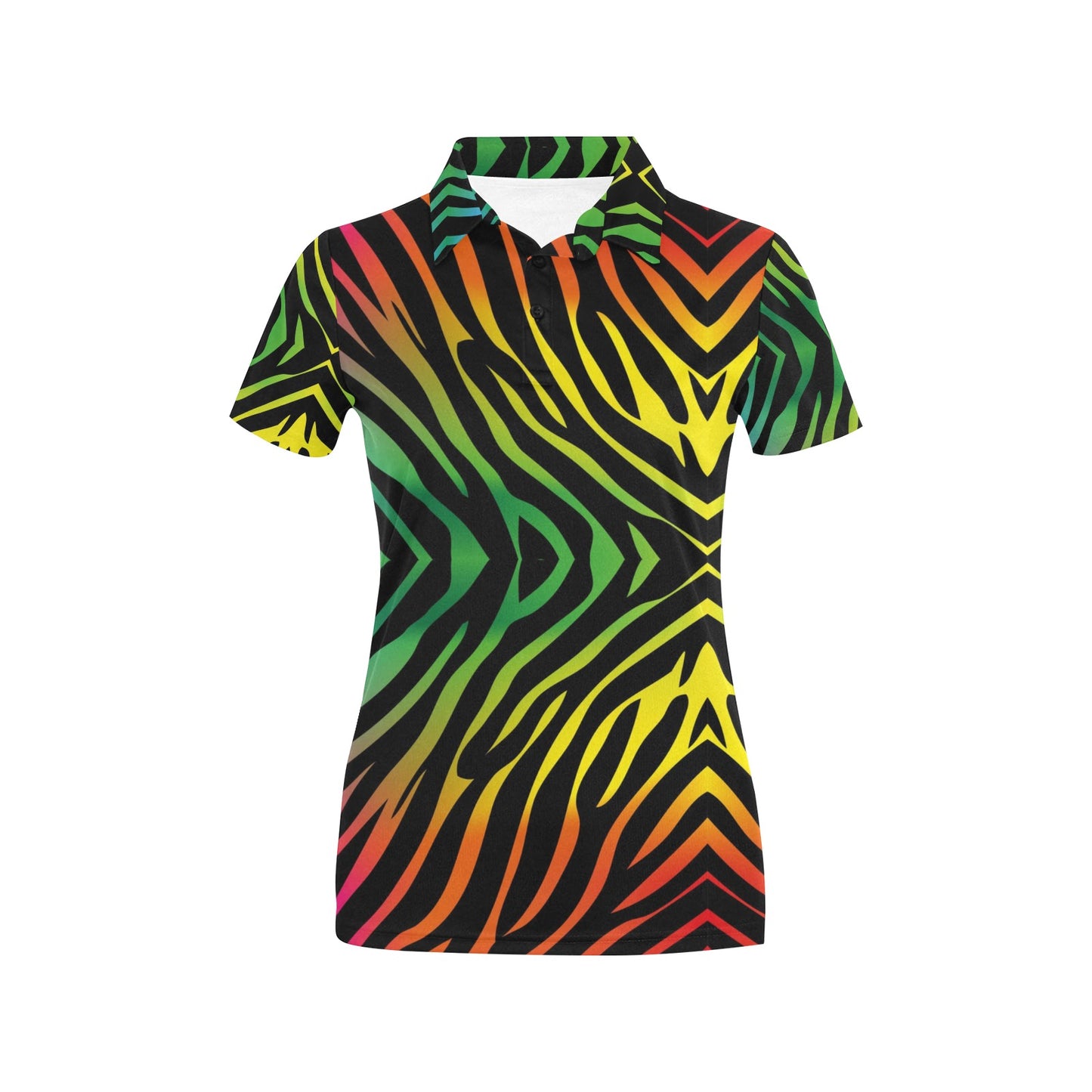 Rainbow Zebra Themed Print Women's Polo Shirt