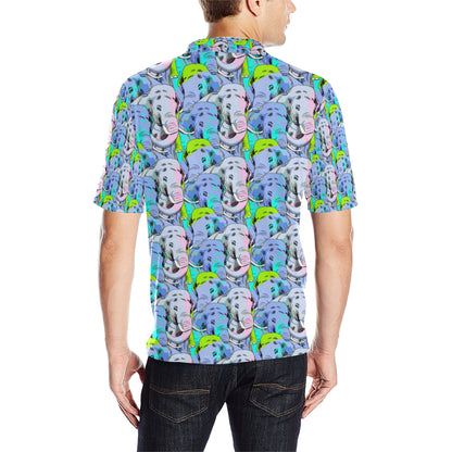 Elephant Art color Print Pattern Men Polo Shirt