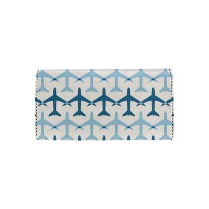 Airplane Pattern Print Design 04 Women's Trifold Wallet