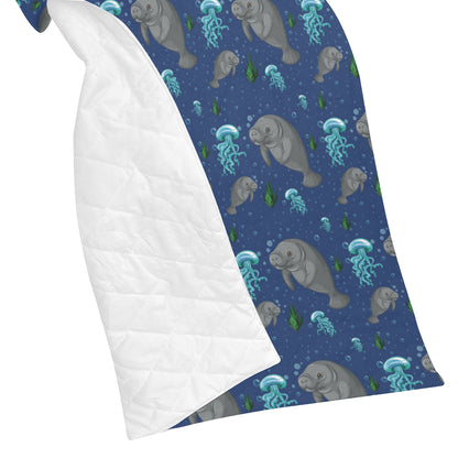 Manatee Pattern Print Design 01 Premium Quilt