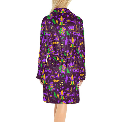 Mardi Gras Pattern Print Design 08 Women's Fleece Robe