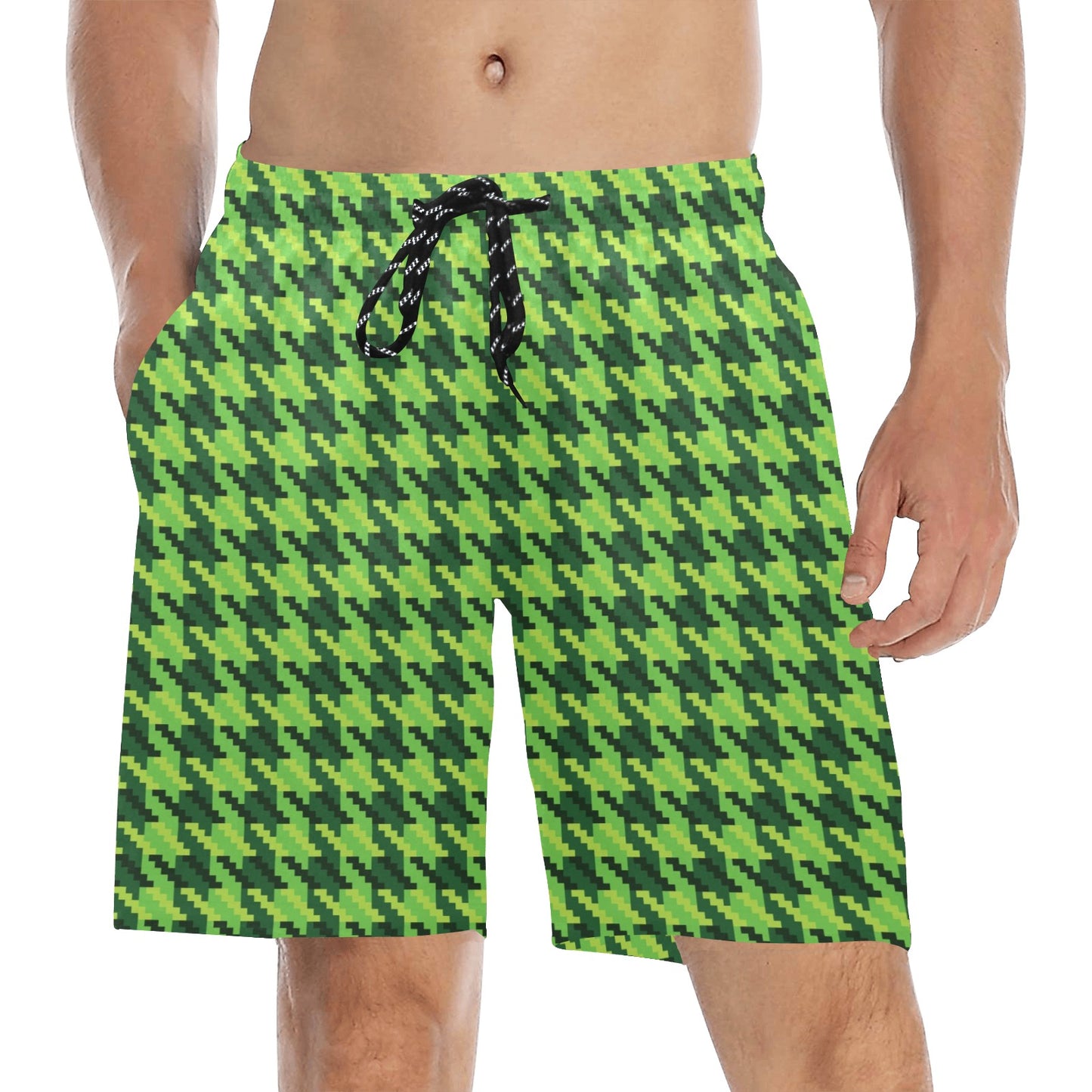 St Patricks Day Houndstooth Pattern Print LKS301 Men's Swim Trunks Beach Shorts