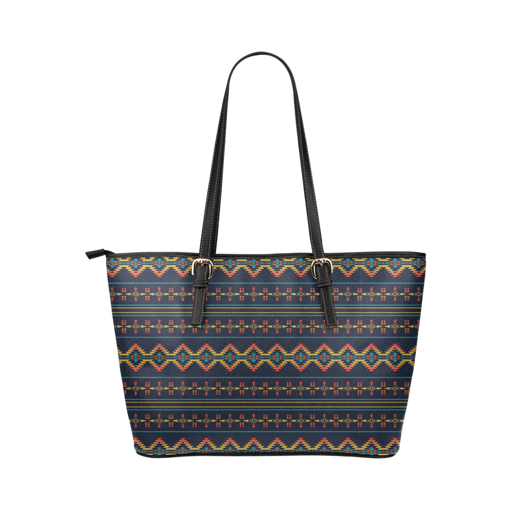 Southwest American Design Themed Print Leather Tote Bag