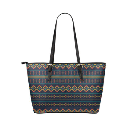 Southwest American Design Themed Print Leather Tote Bag