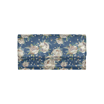 Peony Pattern Print Design A03 Women's Trifold Wallet
