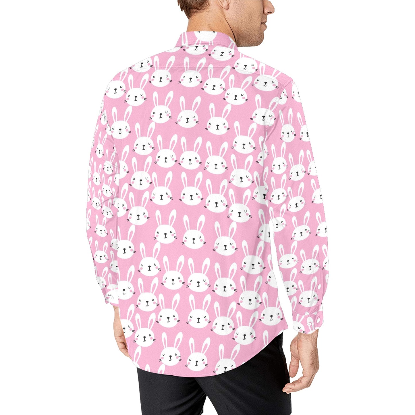 Rabbit Print Design LKS401 Men's Long Sleeve Dress Shirt
