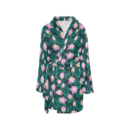 Water Lily Print Design LKS302 Women's Fleece Robe