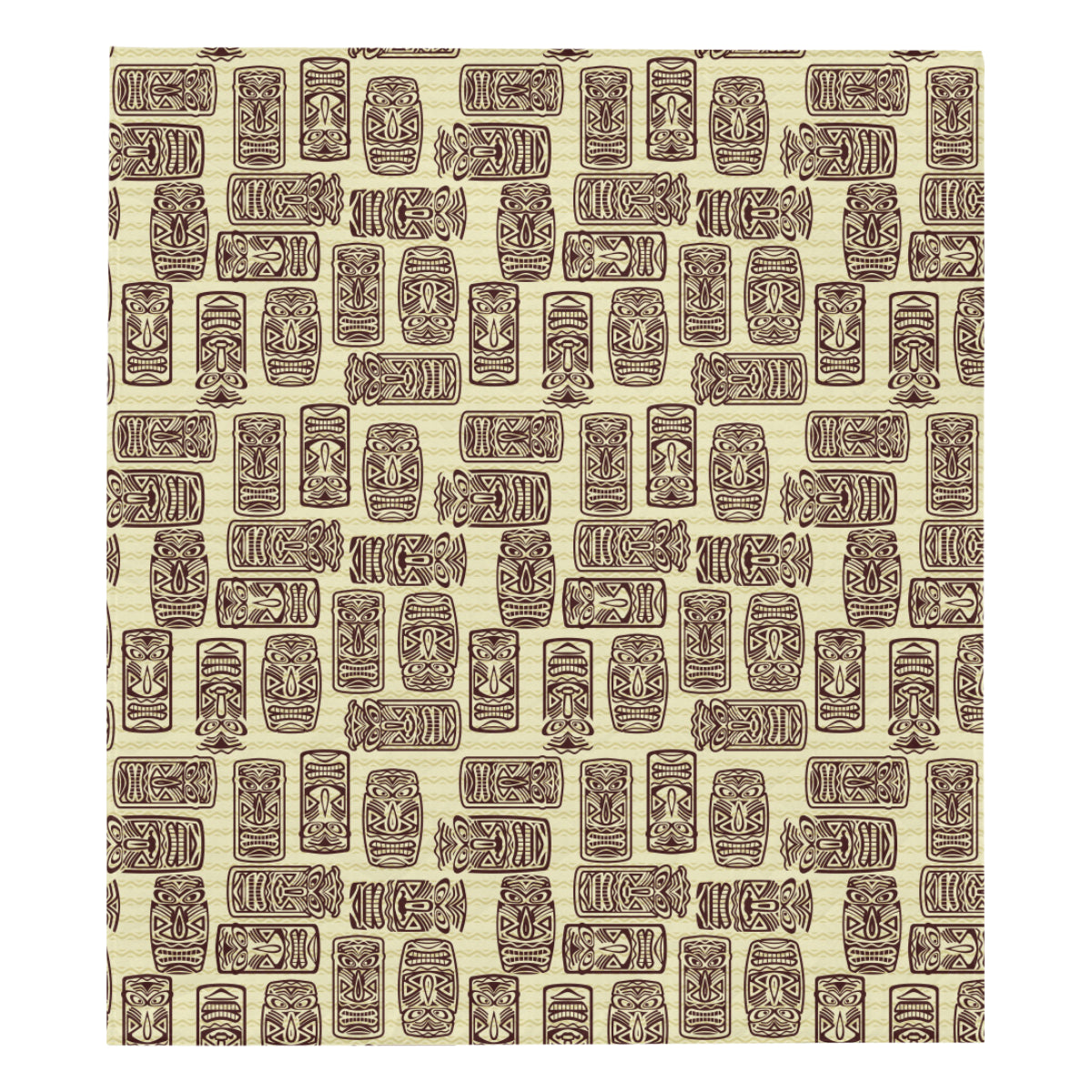 Tiki Brown Mask Print Premium Quilt