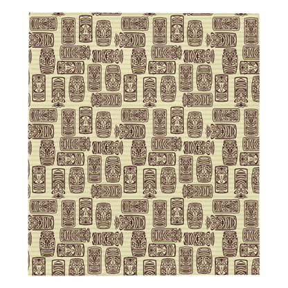 Tiki Brown Mask Print Premium Quilt
