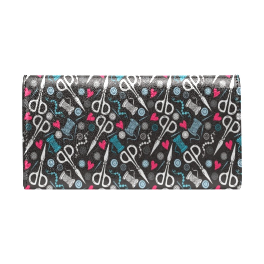 Sewing Equipment Print Design LKS305 Women's Trifold Wallet