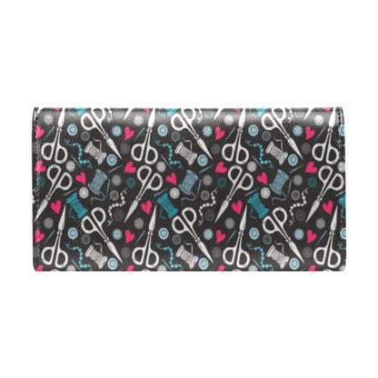 Sewing Equipment Print Design LKS305 Women's Trifold Wallet
