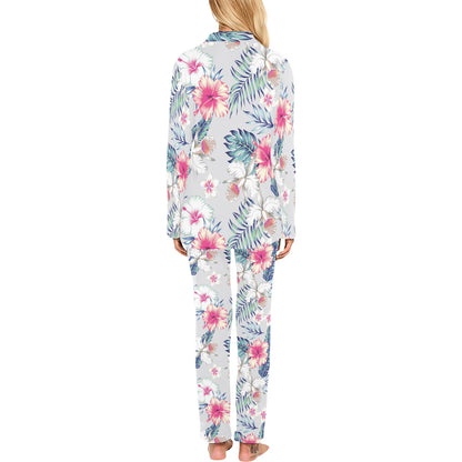 Hibiscus Print Women's Long Pajama Set