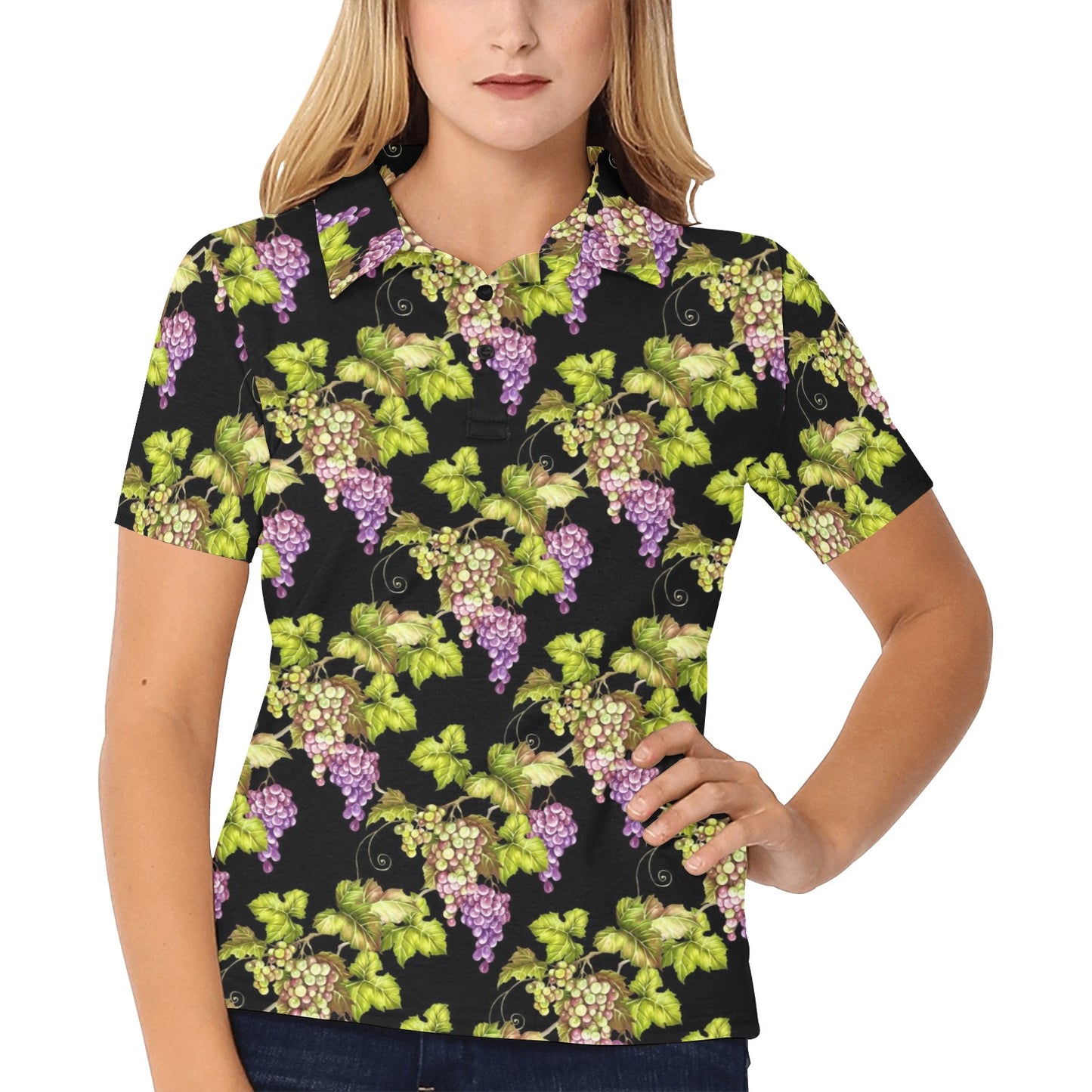 Grape Pattern Print Design GP04 Women's Polo Shirt