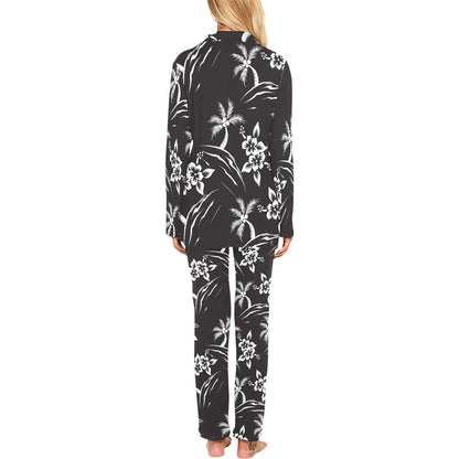 Palm Tree Pattern Print Design PT02 Women's Long Pajama Set