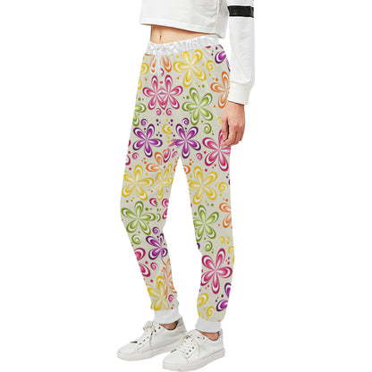Flower Power Colorful Design Print Unisex Sweatpants