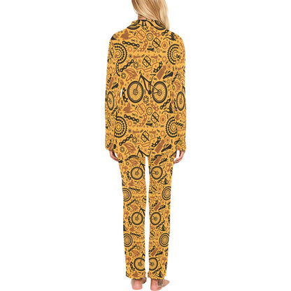 Mountain bike Pattern Print Design 03 Women's Long Pajama Set