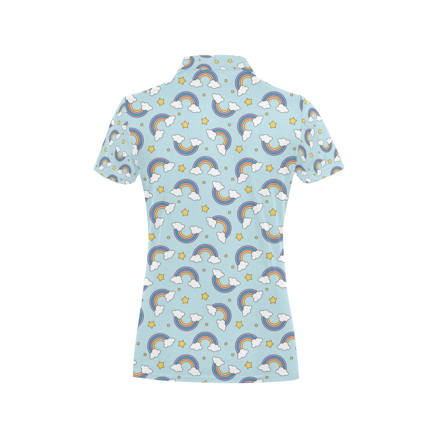 Rainbow Cloud Print Pattern Women's Polo Shirt