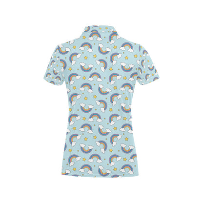 Rainbow Cloud Print Pattern Women's Polo Shirt