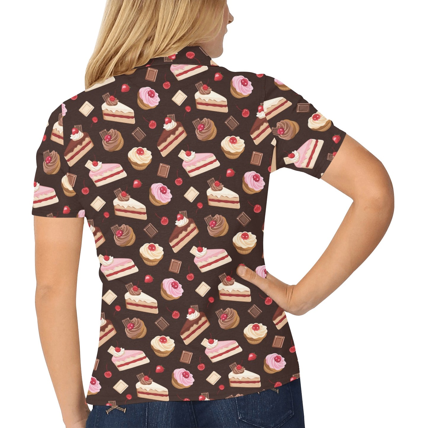 Cake Pattern Print Design 04 Women's Polo Shirt