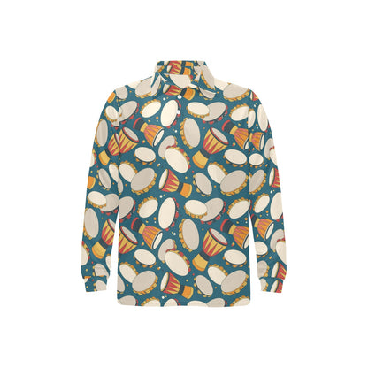 Tambourine Pattern Print Design 01 Long Sleeve Polo Shirt For Men's