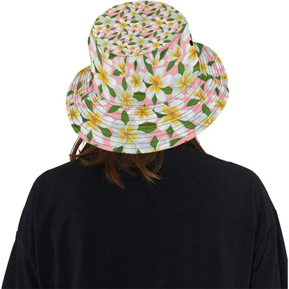 White Plumeria Pattern Print Design PM011 Unisex Bucket Hat