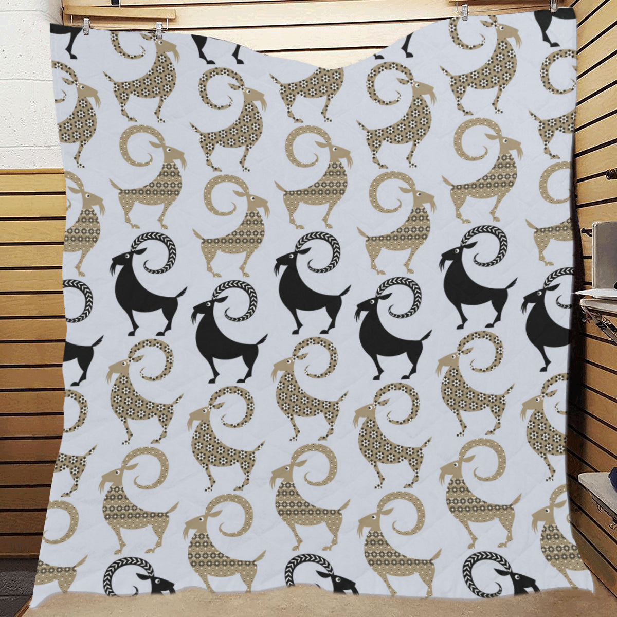 Goat Pattern Print Design 03 Premium Quilt
