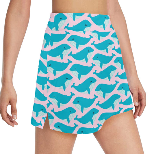 Whale Print Design LKS302 17" Golf & Pickleball Skort with Pockets