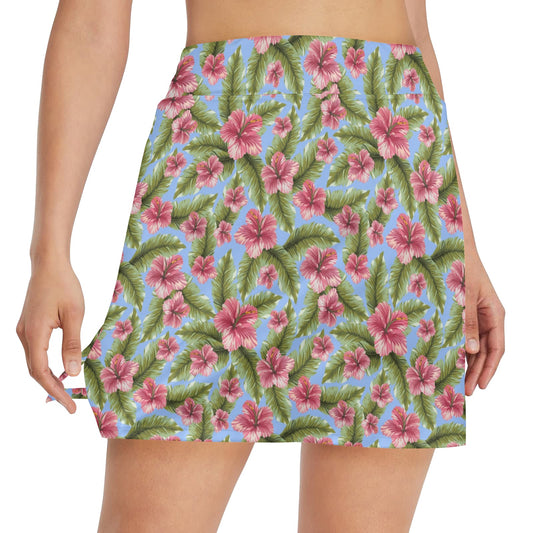 Tropical Flower Print Design LKS301 17" Golf & Pickleball Skort with Pockets