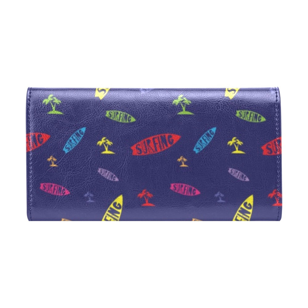 Surfboard Print Design LKS305 Women's Trifold Wallet