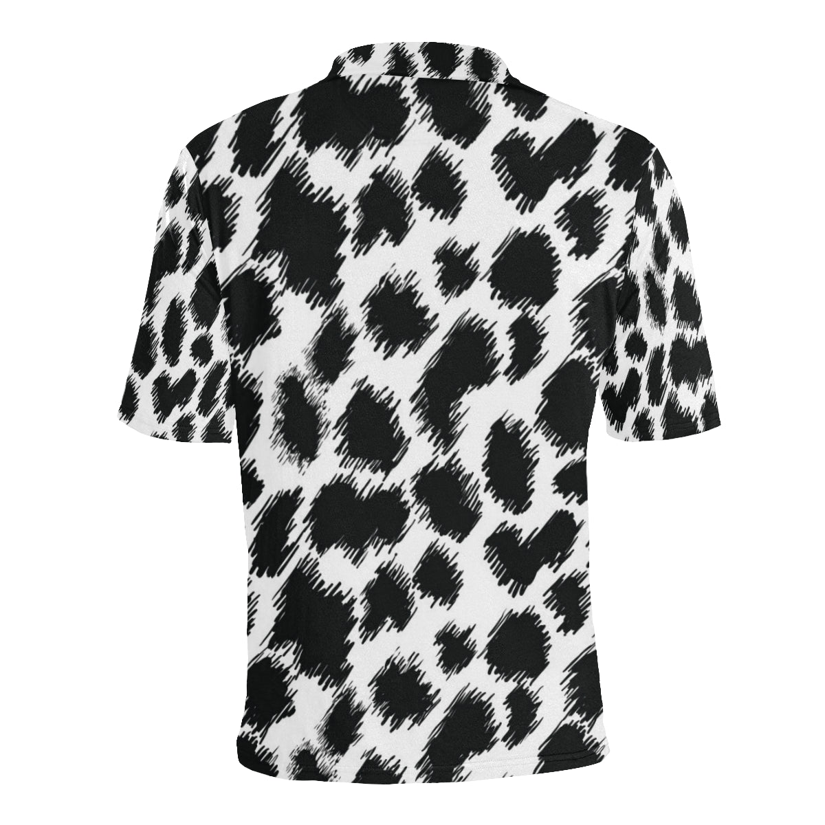 Cheetah Black Print Pattern Men Polo Shirt