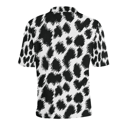 Cheetah Black Print Pattern Men Polo Shirt