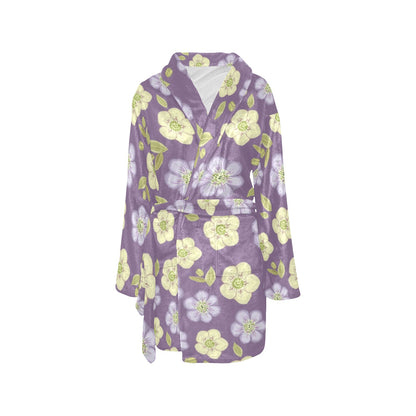 Anemone Pattern Print Design AM013 Women's Fleece Robe