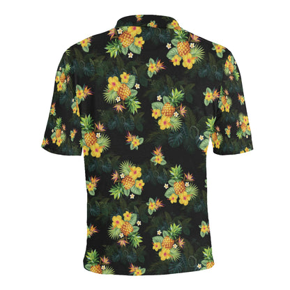 Pineapple Tropical Flower Print Pattern Men Polo Shirt