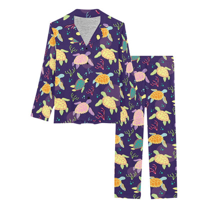 Sea Turtle Color Smile Women's Long Pajama Set