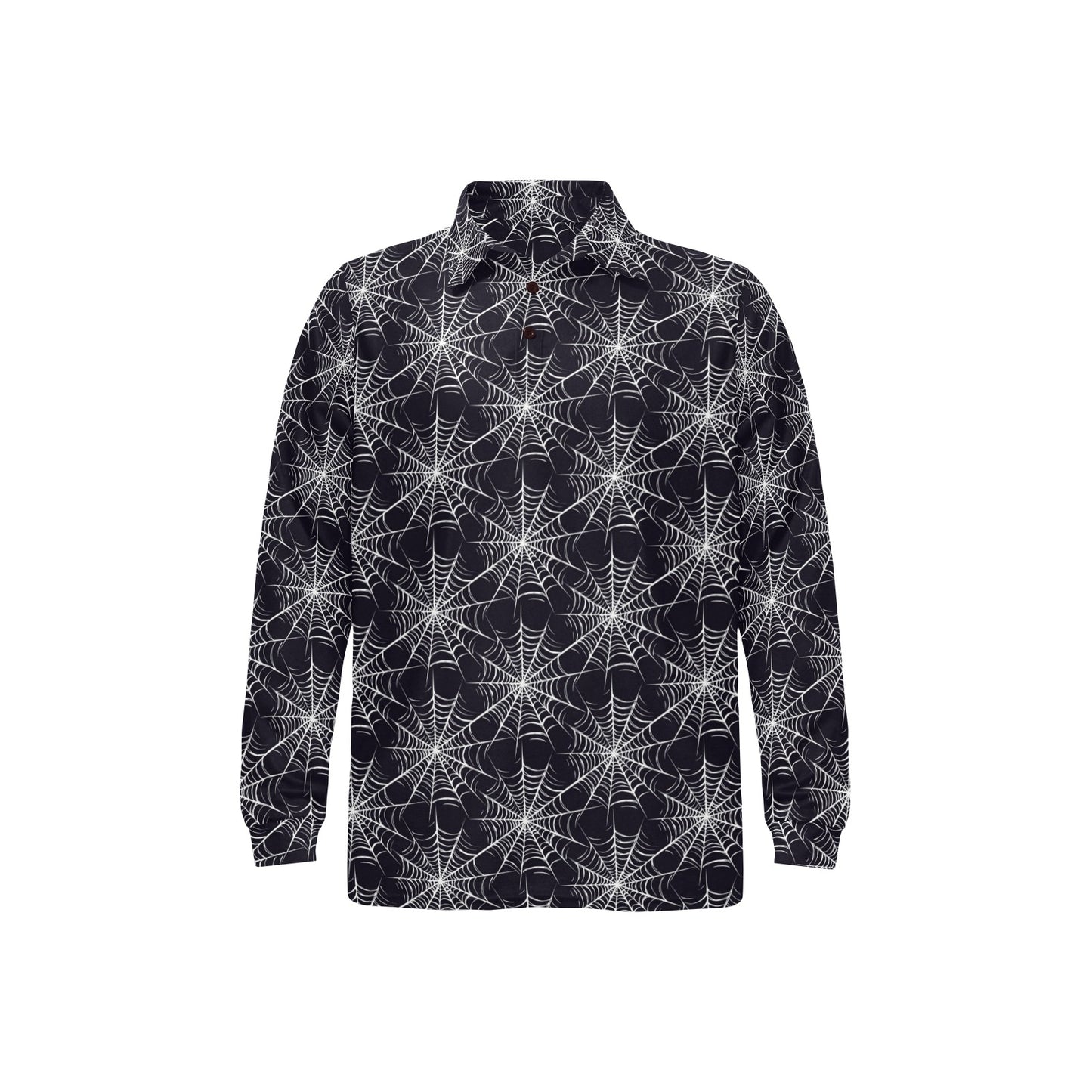 Spider Web Print Design LKS303 Long Sleeve Polo Shirt For Men's