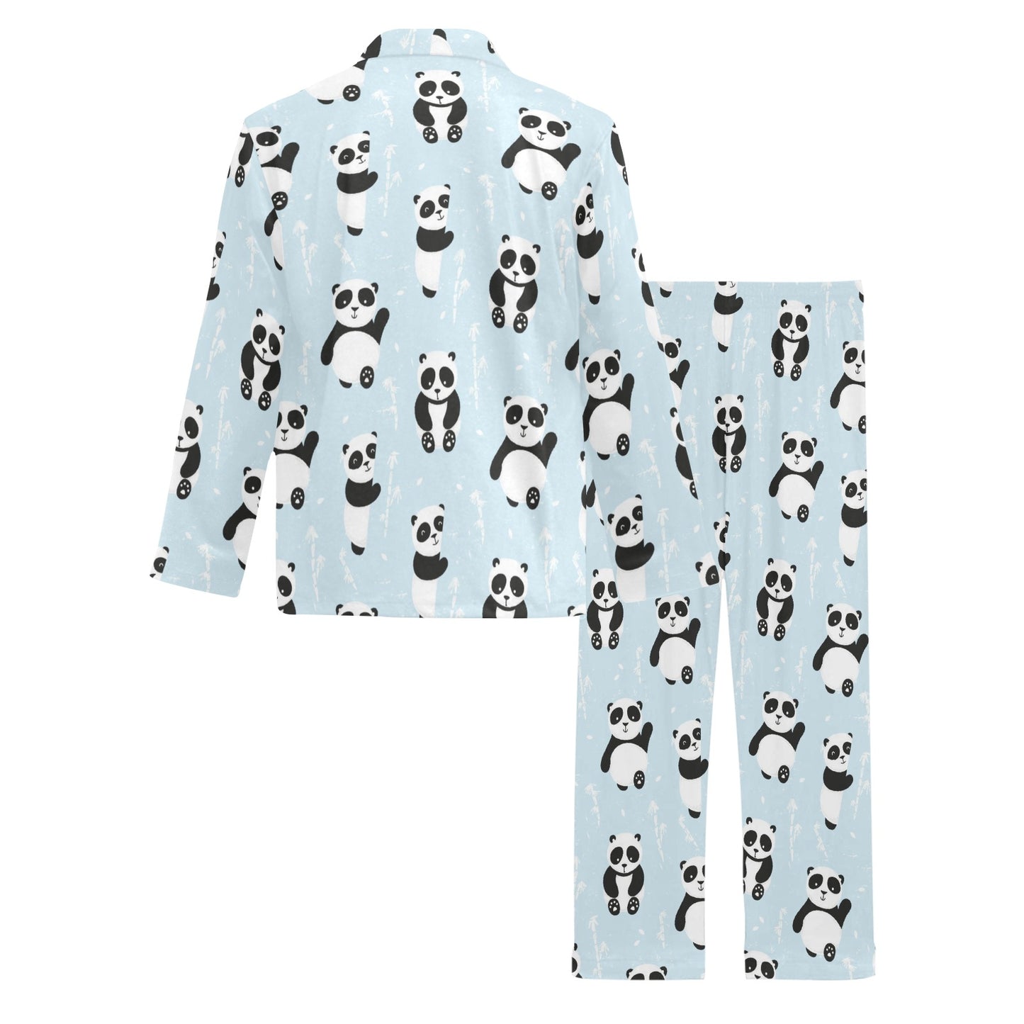 Panda Pattern Print Design A01 Men's Long Pajama Set