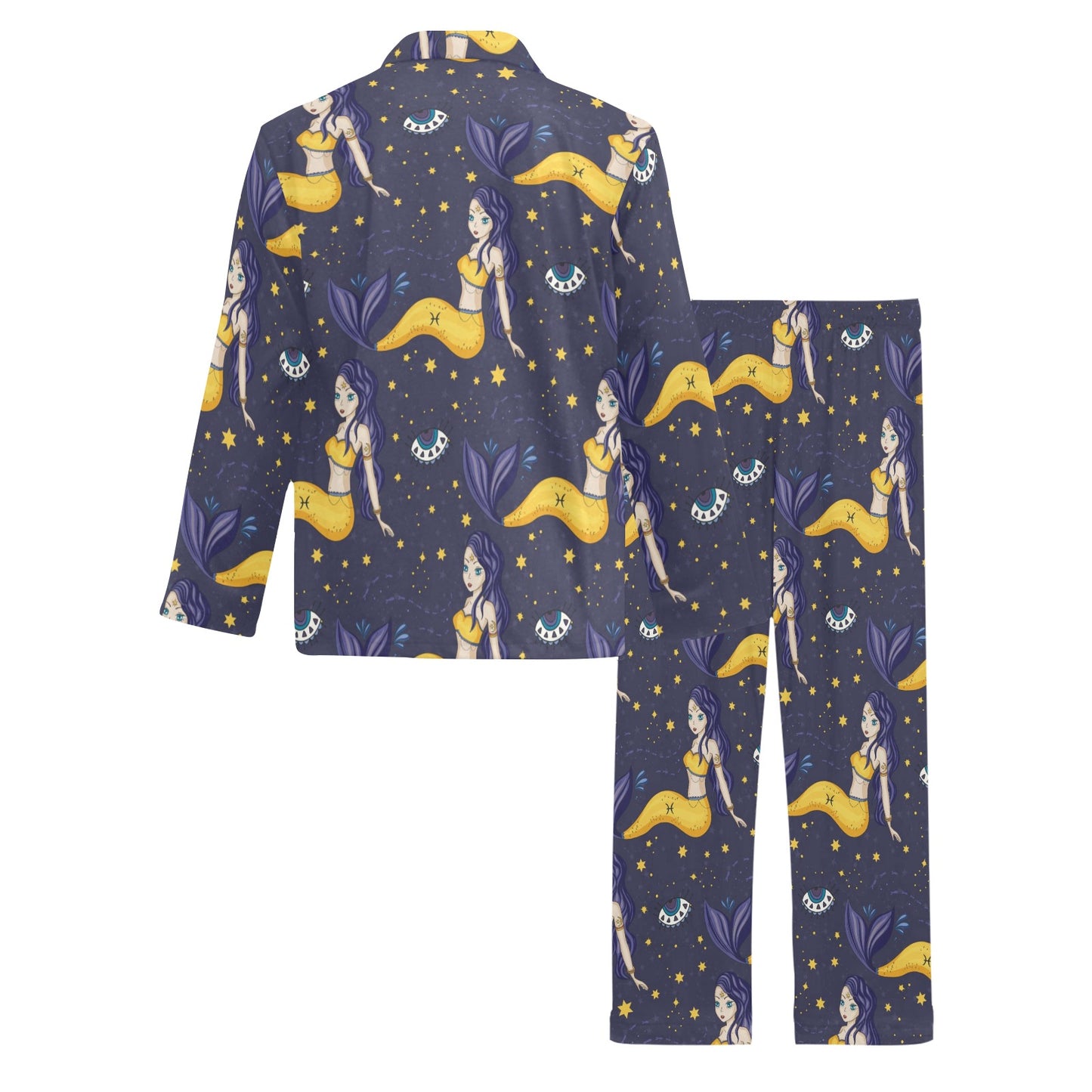 Pisces Pattern Print Design A04 Men's Long Pajama Set