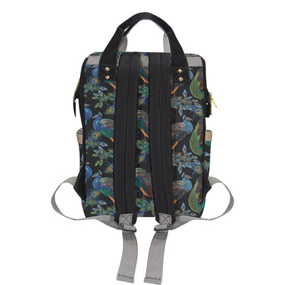Peacock Pattern Print Design A04 Diaper Bag Backpack