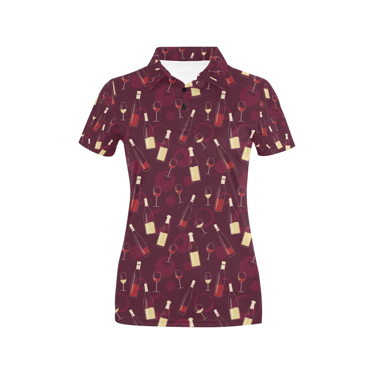 Wine Themed Pattern Print Women's Polo Shirt