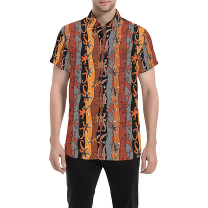 lizard Print Design LKS403 Men Short Sleeve Button Up Shirt
